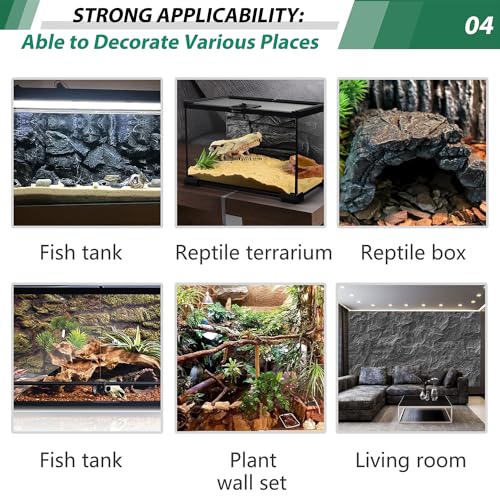 Image of 17.7x11.8in Rock Terrarium Background,3D Reptile Tank Background Board,Amphibian Stereo Backdrop Wall,Lizard Snake Gecko Spider Turtle Fish pet silo Background Decorative Panel(Grey)