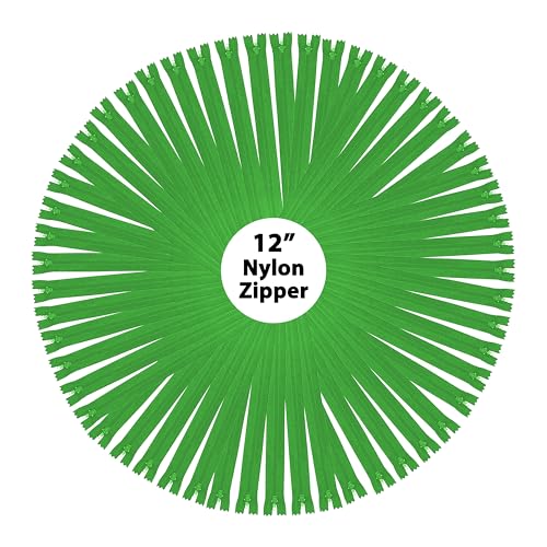 Image of Mandala Crafts 80 PCs Green Closed-End 12 Inches Nylon Zippers for Sewing