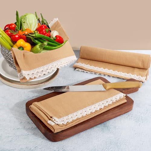 Image of FINGERCRAFT Kitchen Cloth 100% Soft High GSM Cotton Fabric Kitchen Towel, 20 x 30 Inches Perfect Size for Kitchen Uses, Set of 6, Multipurpose Use as Dish Towel, Bar Towel (Brown)