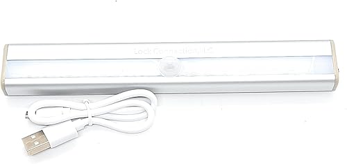 Lock Connection - 1 luz LED blanca recargable activada por movimiento para gabinete. Pegar en cualquier lugar10 LED sensor de movimiento
