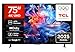 TCL 75V6C-UK 75” Direct LED TV, 4K HDR TV, Smart TV Powered by Google TV (Dolby Vision & Atmos, Motion clarity, compatible with Google Assistant & Alexa)