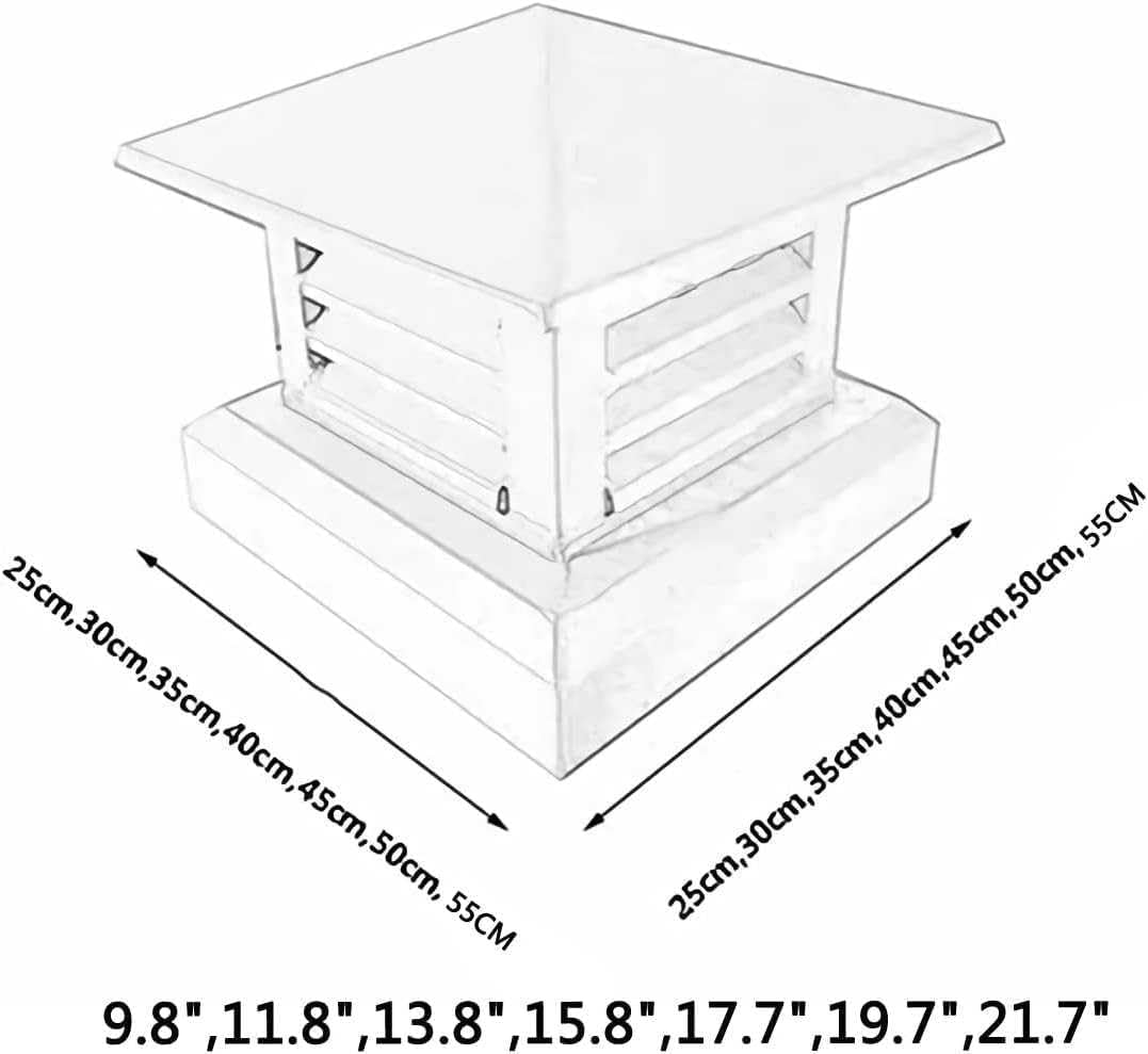 Tapa de ventilación cuadrada de aleación de aluminio duradera, rejilla de lluvia para chimenea al aire libre, cubierta de drenaje de techo eficaz (35 x 35 cm)