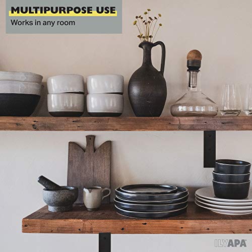 image for Ilyapa Heavy Duty Floating Shelf Brackets, 4 Pack, Rustic Iron - 6x10 