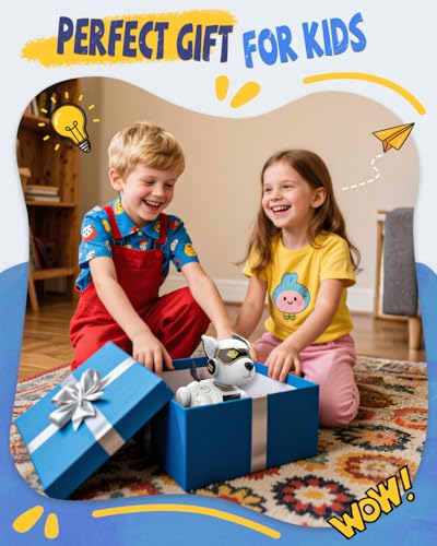 anysun Roboter Hund, Intelligenter Roboter Hund Kinder, Roboterhund Spielzeug ab 3 Jahre mit Wiederaufladbarer Batterie, Programmierbarer Roboterhund mit Sprachbefehle, Fernbedienung, Berührungssensor