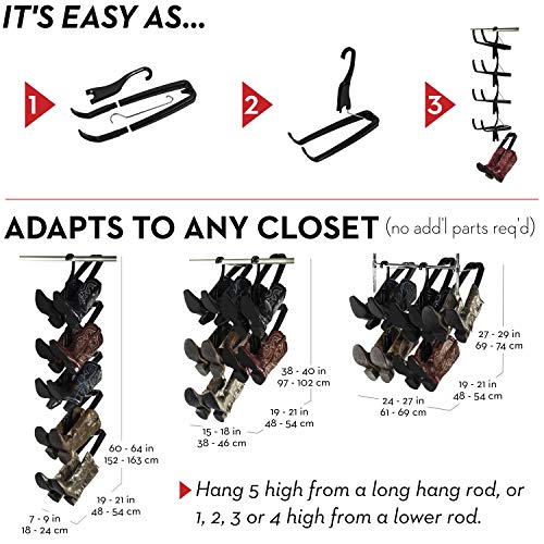 Boot Butler Boot Storage Rack As Seen On Rachael Ray – Clean Up Your Closet Floor With Hanging Boot Storage – Easy To Assemble & Built To Last – 5-Pair Hanger Organizer & Shaper/Tree #TOP1