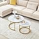 Home Heaven® Couchtisch Rund Weiss Marmor mit Gold – Runder Wohnzimmertisch 2er Set für Wohnzimmer - Ø70cm Ø50cm
