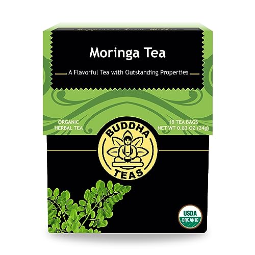 Buddha Teas – Moringa Tea – Herbal Tea – Source of Essential Vitamins & Minerals – Natural Ingredients – Caffeine Free – OU Kosher – 18 Tea Bags (Pack of 1)