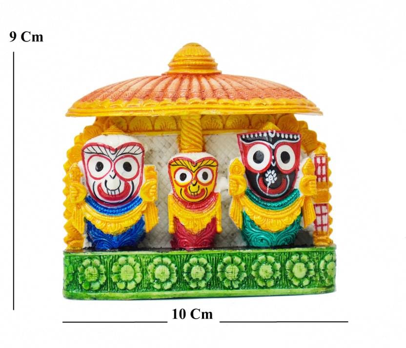 Image of Idol of Lord Jagannath balaram and subhadra 4 x 4 Inch Multicolour, 1 Piece,Marble Dust