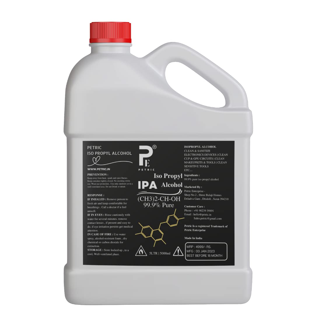 Petric Enterprise IPA Iso Propyl Alcohol 99.9% Pure for Home, Medical, Surgical and Hospital Use Disinfectant [(CH3)2-CH-OH] CAS: 67-63-0 (5LTR, 1) (B09HXG2W9K) Amazon Price History, Amazon Price Tracker