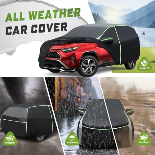 Image of Mixsuper Liner Car Cover for Toyota RAV4 2013-2018, 2019-2026, 7 Layers Waterproof All Weather Car Cover with Zipper Door, Windproof Straps, Reflective Strips, Anti-UV