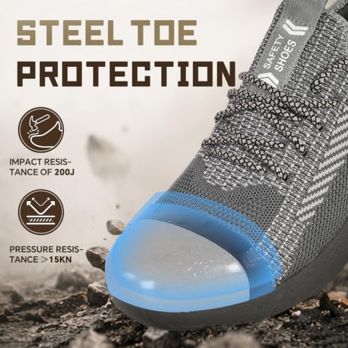 Image of Furuian Steel Toe Work Shoes for Men Women Safety Construction Sneakers