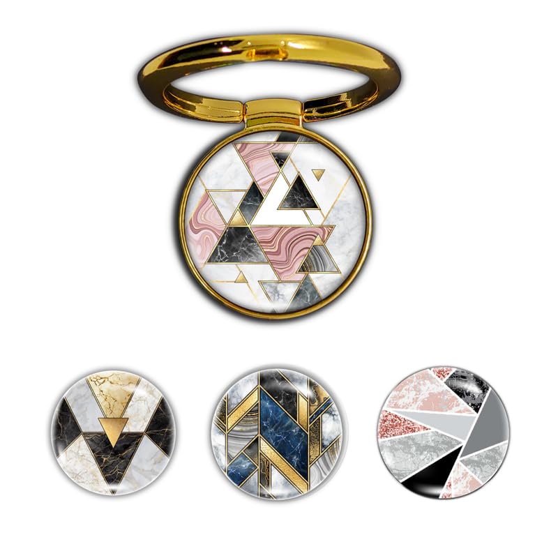 Image of 4-in-1 Metallic Mobile Back Ring Holder | Strong Grip for Phone & Back Cover | 4 3D Logo Magnets | 360 Adjustable Stand