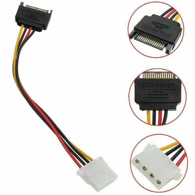 Cable adaptador de poder SATA 15 pines macho a Molex 4 pines hembra 2 unidades miniatura 2
