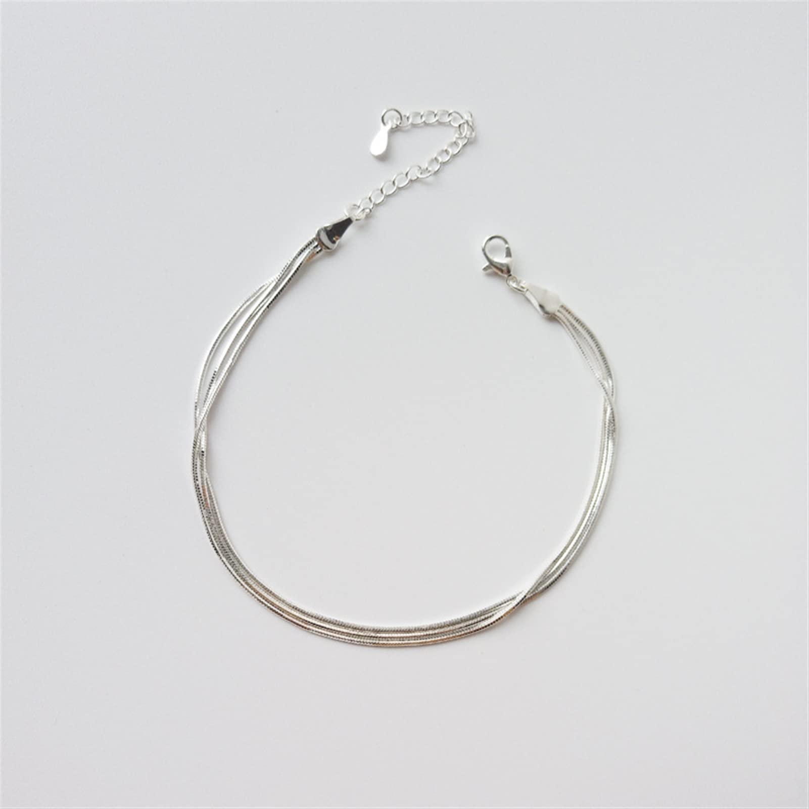 Fußkettchen/Fußkettchen Sterling Silber Schlangenknochen Fußkettchen Mode Persönlichkeit Weißgold Eingelegtes Temperament Fußkettchen Einfache dreischichtige Knöchelkette Fußkettchen