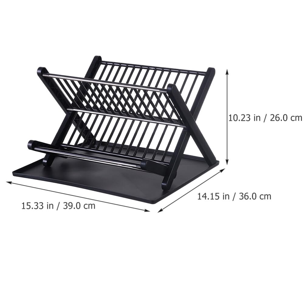 Escurreplatos Plegable de Cocina 1 Juego Negro Pp y Acero Inoxidable