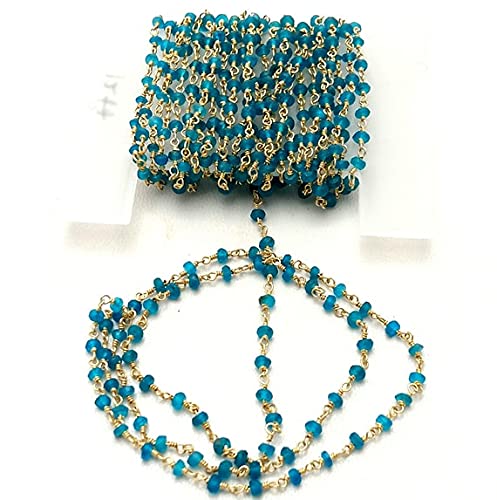 Chaîne rosaire apatite néon au pied pour création bijoux argent 925