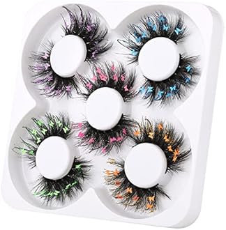 wiwoseo False Eyelashes Wispy Lashes Valentines Festival Styles Dramatic 3D Effect Butterfly Colorful Decorative Fake Eyelashes for New Year Cosplay Party Stage