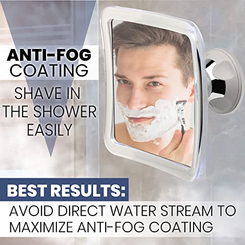 Mirrorvana Fogless Shower Mirror For Shaving With Upgraded Suction-Cup, 1X Magnifying, 6.3 X 6.3 Inch (Translucent Frame, Grey Suction) #TOP5