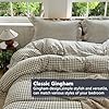 NSNLGSGC Tan Gingham Ruffle Duvet Cover Queen Size, 3 Pieces Taupe Soft Pre-Washed Microfiber Checked Plaid Comforter Cover Set, Vintage Farmhouse Bedding Set(Tan Gingham, Queen 90"x90") #2