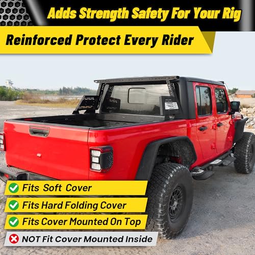 Image of MONOKING Adjustable Roll Bar Chase Rack for Mid Size Truck, Sport Bar Compatible with Tonneau Cover for 2007-2026 Tacoma Gladiator JT Ranger Colorado Canyon Frontier, DIY USA Flag MOLLE Panel Bed Rack