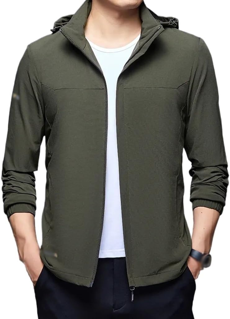 Size Men's Jacket Casual Autumn Fashion Outdoor Solid Color Detachable Hat Coat for Men