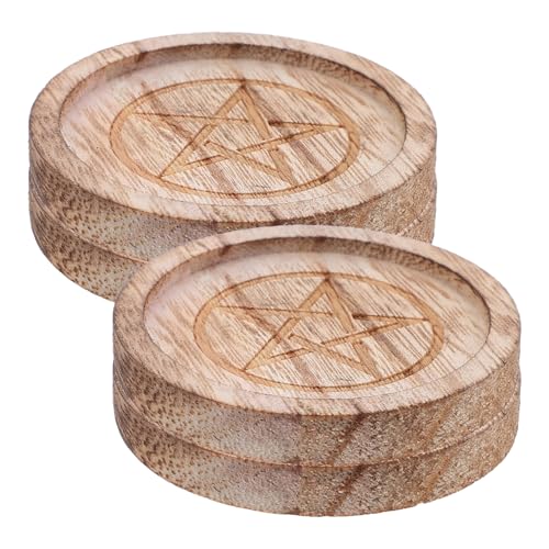 Alipis 4 Piezas Unidades Portavelas de Madera con Plato de Altar Rústico para Rituales Soporte para Velas Tealight y Quemador de Incienso Farmhouse