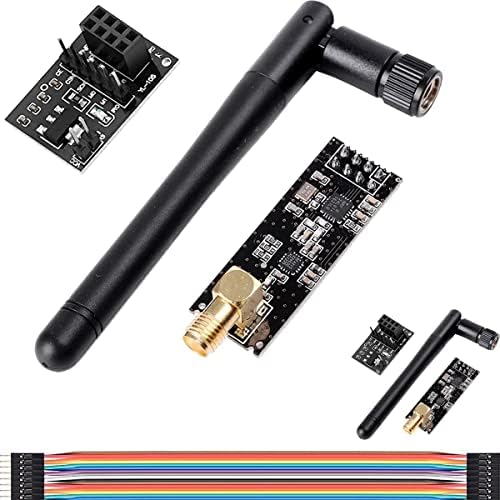 DAOKAI 2Pcs NRF24L01+PA+LNA Wireless Module 2.4 GHz 1100m Wireless Transceiver RF Transceiver Module with SMA Antenna 3.3V Wireless Module Adapter Board for Arduino