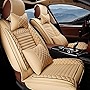 KCTOELNOR Luxury Leather Seat Covers for Chrysler 300 2001-2023, Waterproof Front and Rear Seat Interior Sets with 2* Neck Pillow and 2* Lumbar Support Beige