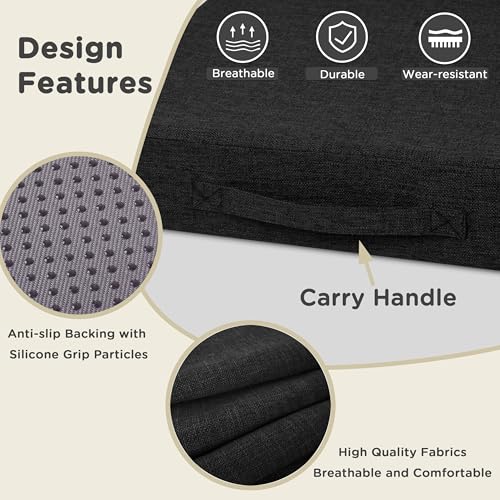 Image of AddGrace Recliner Cushions for Elderly Thick Seat Cushion 20 inchx20 inchx4 inch Chair Pads with Non Slip Backing and Washable Cover for Couch Armchair Chairs Black