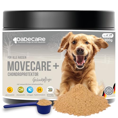 Movecare + Chondroprotektor für Hunde, 300 g, Gelenkpulver für Hunde, grüne Muscheln, Glucosamin, Chondroitin und Hyaluronsäure, Kondoprotektoren für Hunde für die Gesundheit des Gelenks