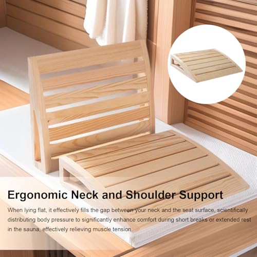 2 Stück Sauna Kopfstütze Holz,sauna zubehör,Ergonomische Saunakopfstütze Holz,Hochwertiges 100% Naturholz,Komfortable & breite,Für alle Saunatypen,für maximale Erholung