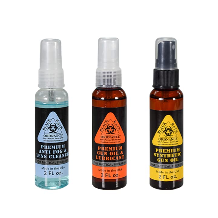 Black Rain Ordnance Tactical Firearm Cleaning and Maintenance Kit with Oil, Solvent, and Rust Prevention Lubricant