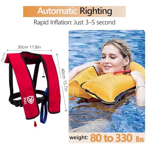 Image of Manual Inflatable Life Jacket for Adults| Supports up to 330 lbs