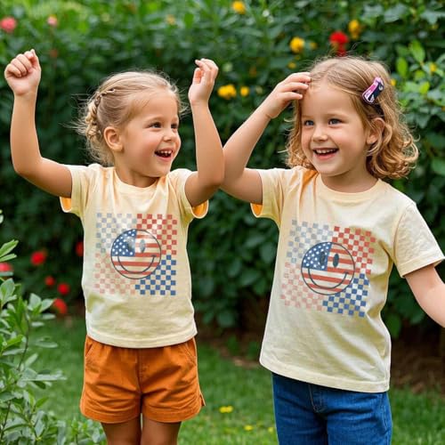 Toddler 4th of July Shirts Baby Boys Girls American Flag Patriotic T-Shirts Kids Cotton Tee Tops 2-7 Years2