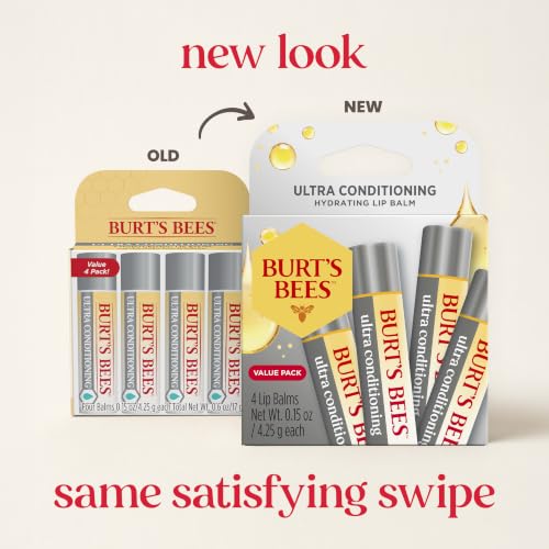Burt's Bees Lip Balm, Moisturizing Lip Care, 0.15 oz., 4 Tubes - image 2