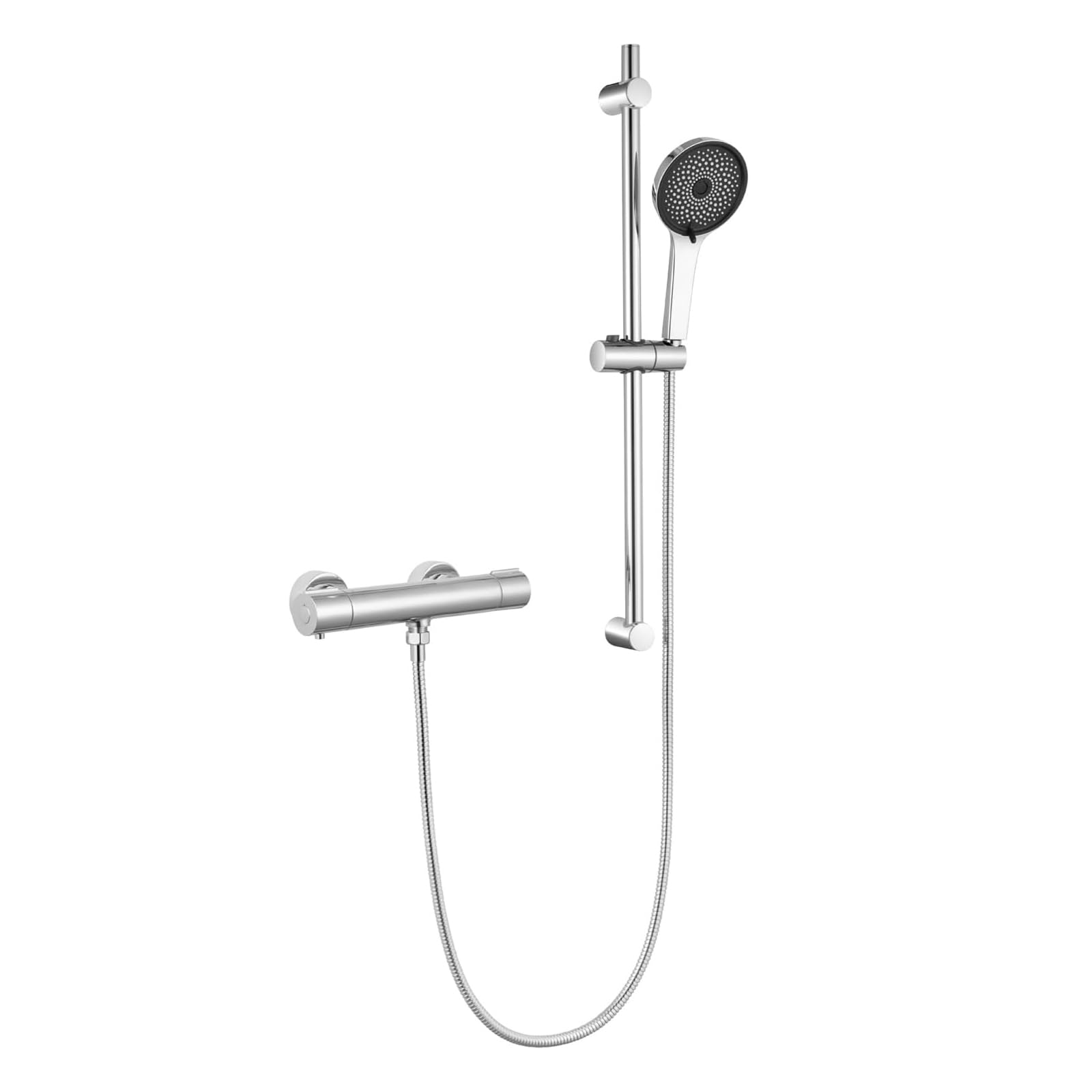 Auralum Colonna Doccia con Miscelatore Termostatico, Saliscendi Doccia 70cm con Doccetta 5 Geti, Asta Doccia con Soffione e Doccetta, Saliscendi Doccia Acciaio Inox con Tubo Flessibile 1,5m, Cromo