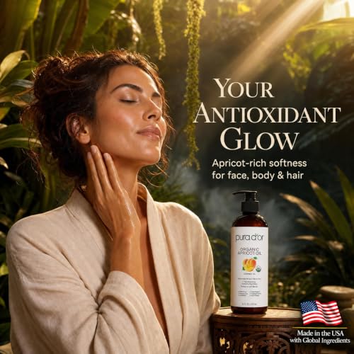 PURA D'OR USDA ORGANIC 100% Pure Apricot Kernel Oil for Hair Face Body 16oz - image 6