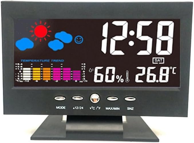 Weather Electronic Alarm Clock Creative LED Forecast Temperature Humidity Perpetual