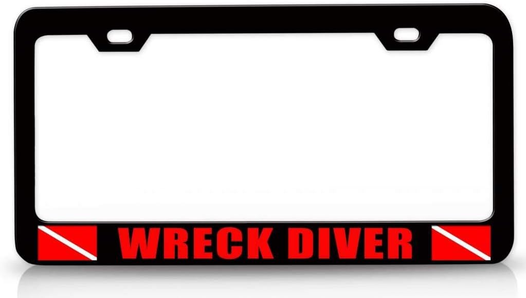 Wreck Diver Scuba Diving Metal Car SUV Truck License Plate Frame Bl u31