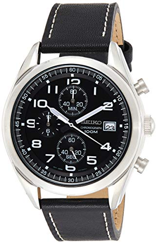 Preisvergleich Produktbild Seiko Herren Chronograph Quarz Uhr mit Leder Armband SSB271P1