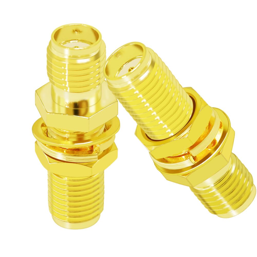 CNARIO SMA Coax Adapter SMA Female to Female Coaxial Connector Gold Plated Connector for WiFi/Antenna/Two-Way Radio/FPV Drone 2PCS