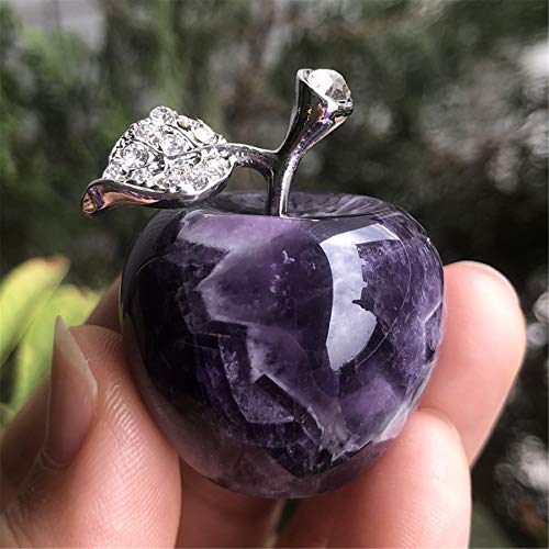 Faovramulet Amethyst Carved Appple Figurine Sculpture Statue Healing Crystal Home Ornament Decoration 1.3" Tall #TOP1