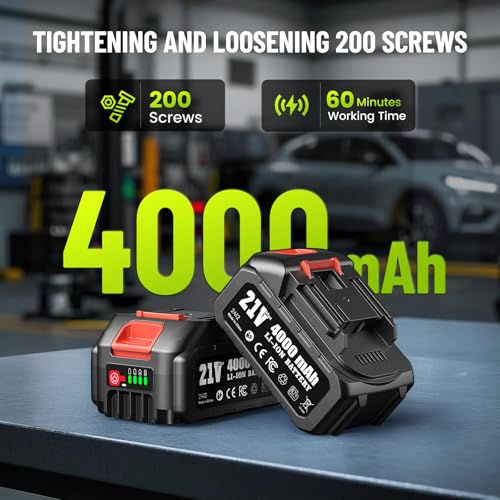 Image of Robustrue Cordless Impact Wrench, 885Ft-lbs (1200N.m) 1 /2 inch Brushless Impact Gun, 21V High Torque Power Impact Driver, 2x4.0Ah Batteries Electric Impact Motor Variable Speeds for Car /Truck RV /Mower