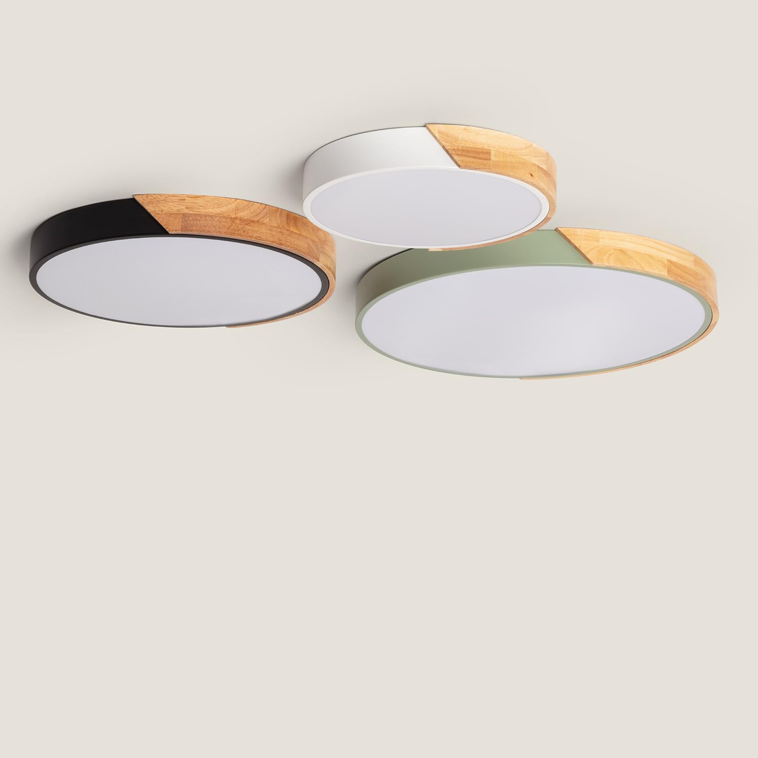 LEDKIA Plafón LED 36W Circular Madera y Aluminio Ø500 mm CCT Seleccionable | Ideal para Cocina, Comedor, Habitación