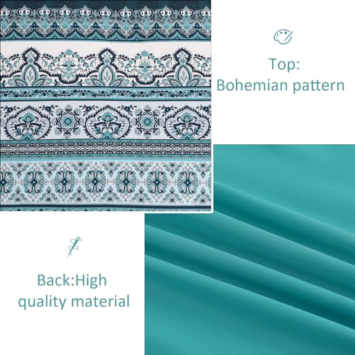Image of Cottolester Boho King Size Comforter Set 8 Pieces, Teal Comforter Bohemian Striped Bed in A Bag, Soft Microfiber Bedding Set for All Seasons