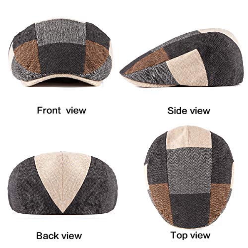 Image of LADYBRO 2Pack Adjustable Newsboy Hats for Men Flat Cap Irish Cabbie Wool Blend Tweed