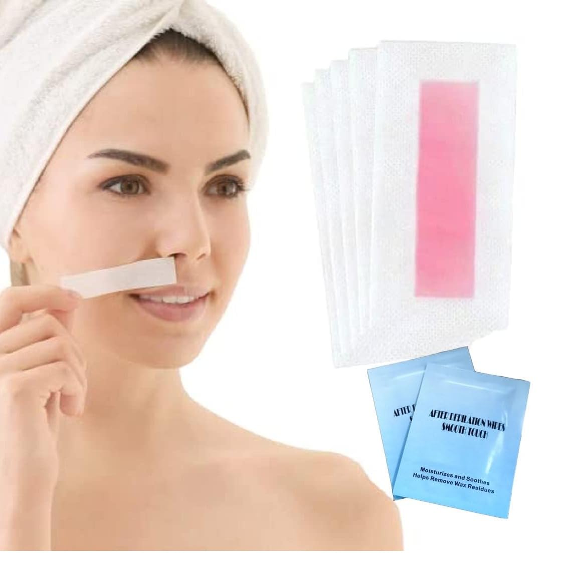 Eyebrow Wax Strips Face Eyebrow Shaper Wax Strips Cold Waxing Strip for Eyebrow Ready to Use Facial Hair Removal Strips for Women Home 20 pc + 2pc SmothTouch Depilation Wipes- Multi.-image-49
