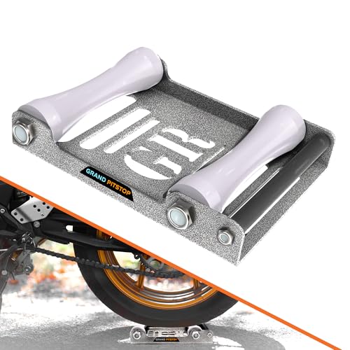 GRAND PITSTOP Motorcycle Roller Wheel Cleaning Stand - Paddock Stand Replacement - Wheel Roller Stand with Ramp Support for tire Cleaning & Chain Lubrication (Roller Large Antic Silver) GRAND PITSTOP Motorcycle Roller Wheel Cleaning Stand - Paddock Stand Replacement - Wheel Roller Stand with Ramp Support for tire Cleaning & Chain Lubrication (Roller Large Antic Silver)