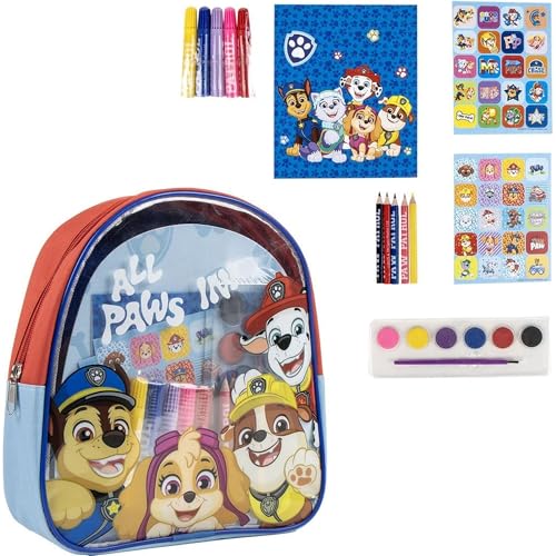 CERDÁ LIFE'S LITTLE MOMENTS Mochila criativa patrulha canina com pinturas, lápis, marcadores e autocolantes - conjunto de arte infantil completo para crianças fãs de Paw Patrol ideal para presente