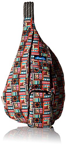 KAVU Rope Bag Shoulder Sling Cotton Crossbody Backpack - Geometry